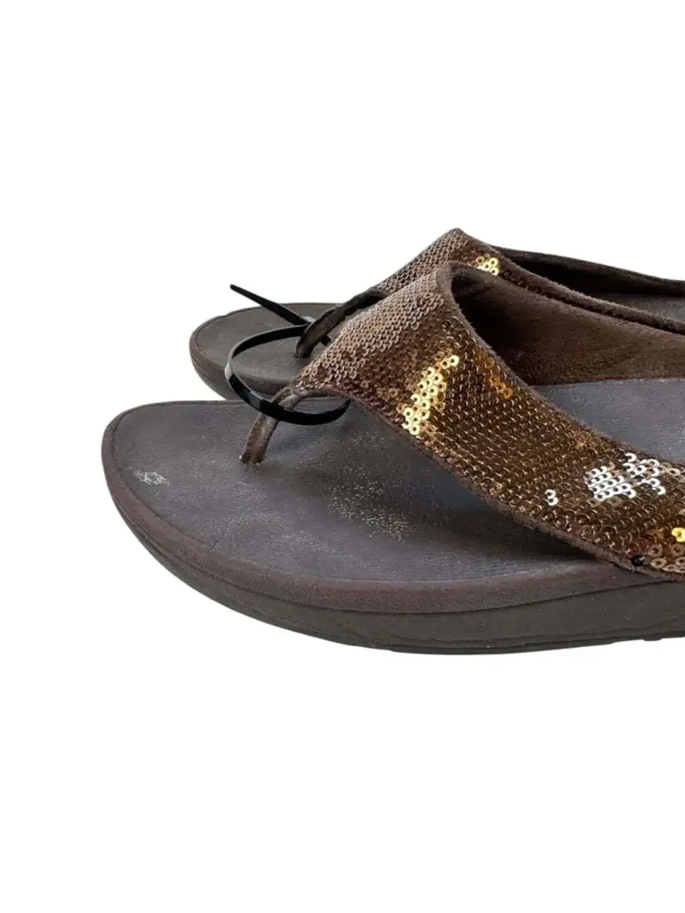 FitFlop Ringer Sequin Bronze Toe Post Sandals Womens 8 Platform Comfort